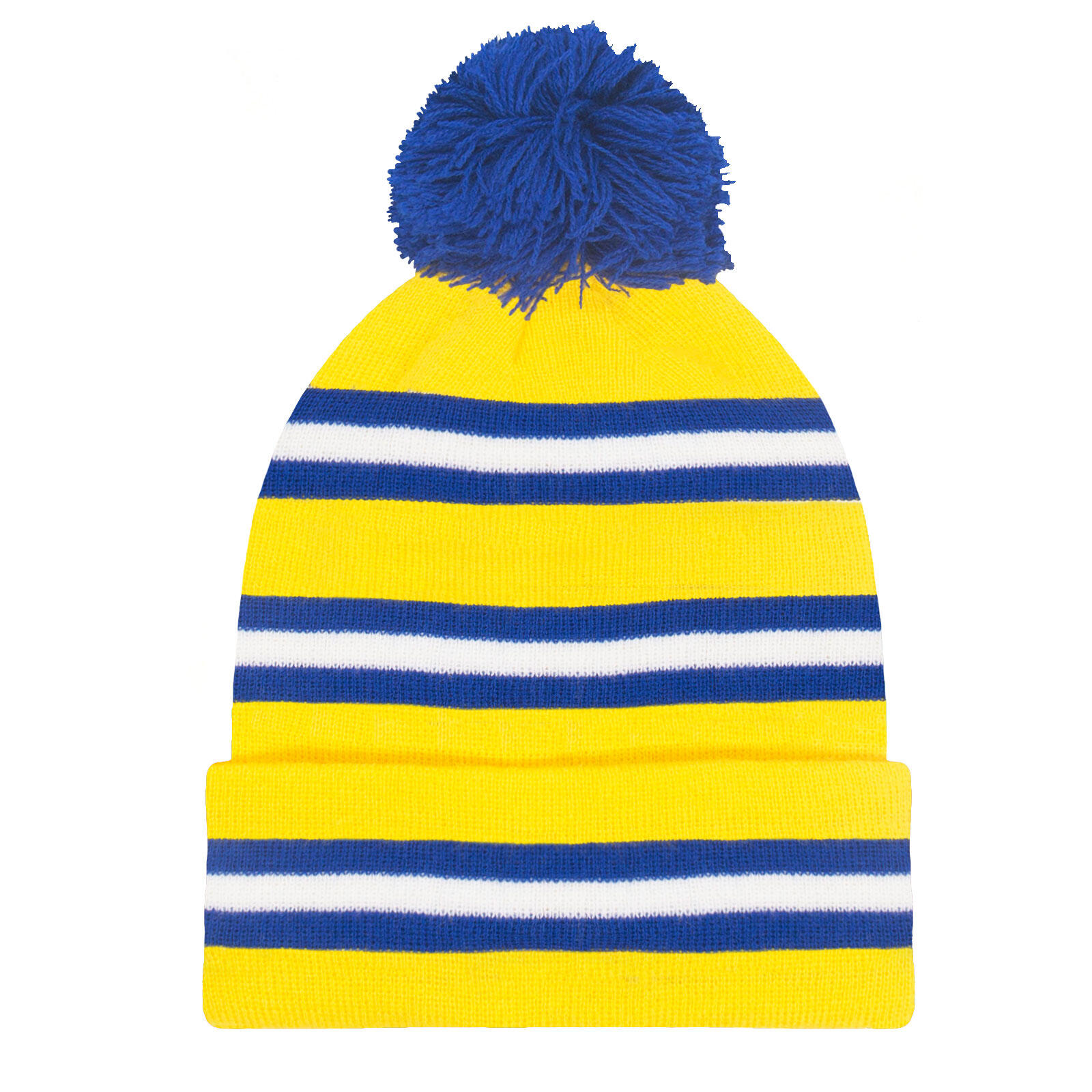 FAN ORIGINALS Fan Originals Retro Football Bobble Hat Leeds United Colours White Blue Yellow