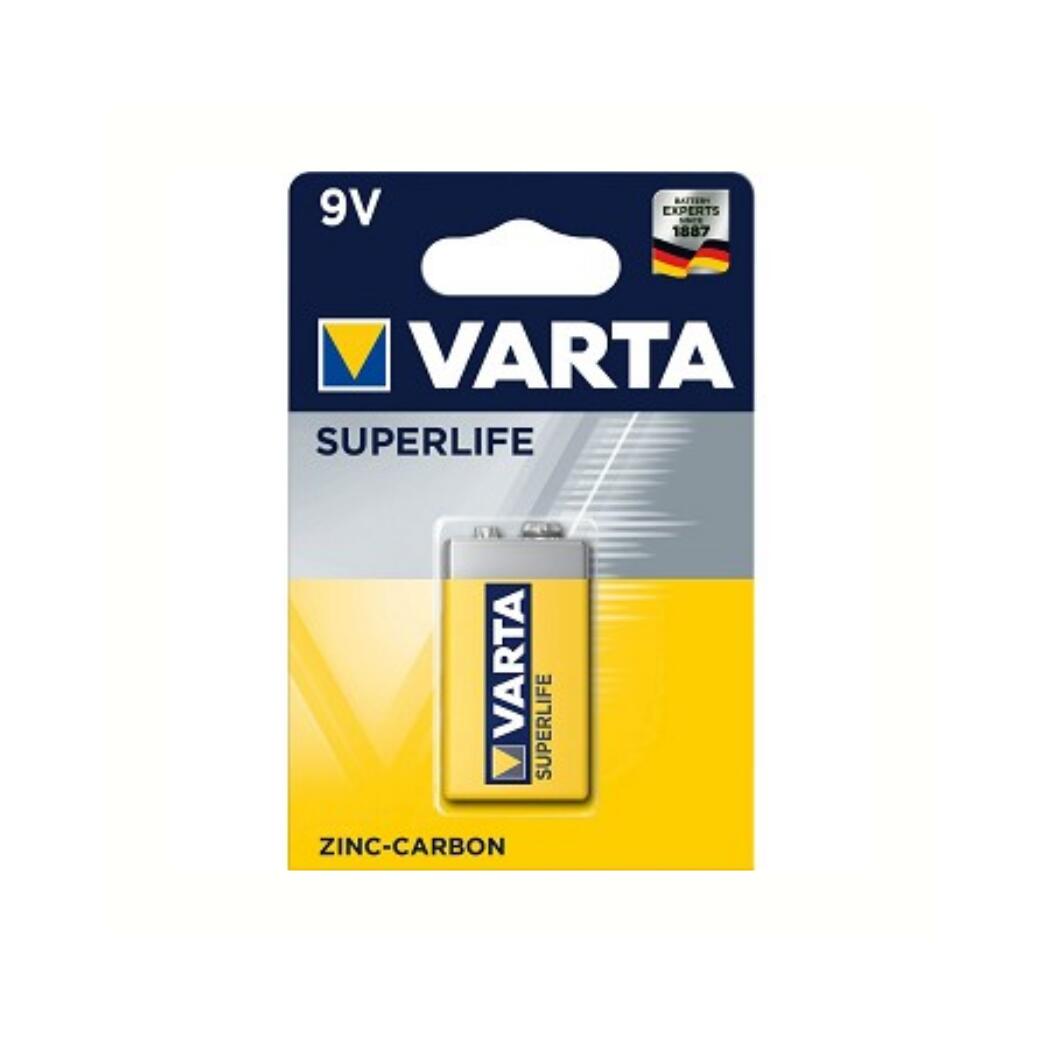 Varta Superlife 9V. Zink-Carbon. per stuk. (hangverpakking) 1/2