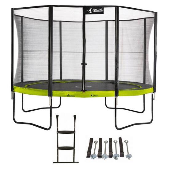 Trampoline de jardin rond 430 cm + filet de sécurité + échelle + kit ancrage |