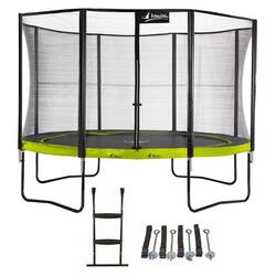 Trampoline de jardin 365 cm + filet de sécurité + échelle + kit ancrage | PUNCH