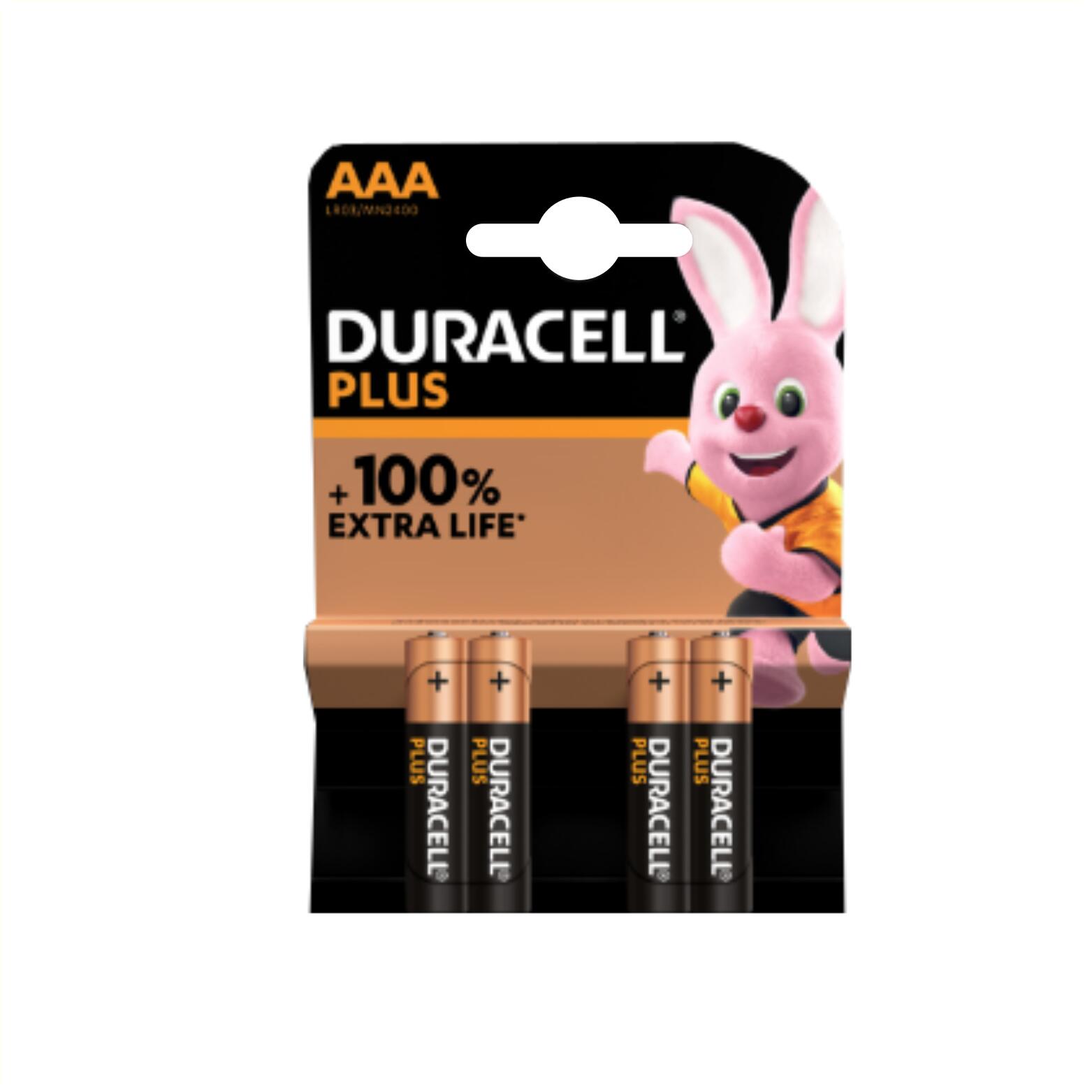 DURACELL Plus Alkaline batterij AAA per 4 stuks oranje/zwart
