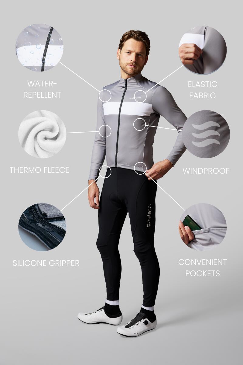 Thermo Fleece Wielrenjack - Winddicht & waterafstotend – Wielerkleding Fietsjas 5/6