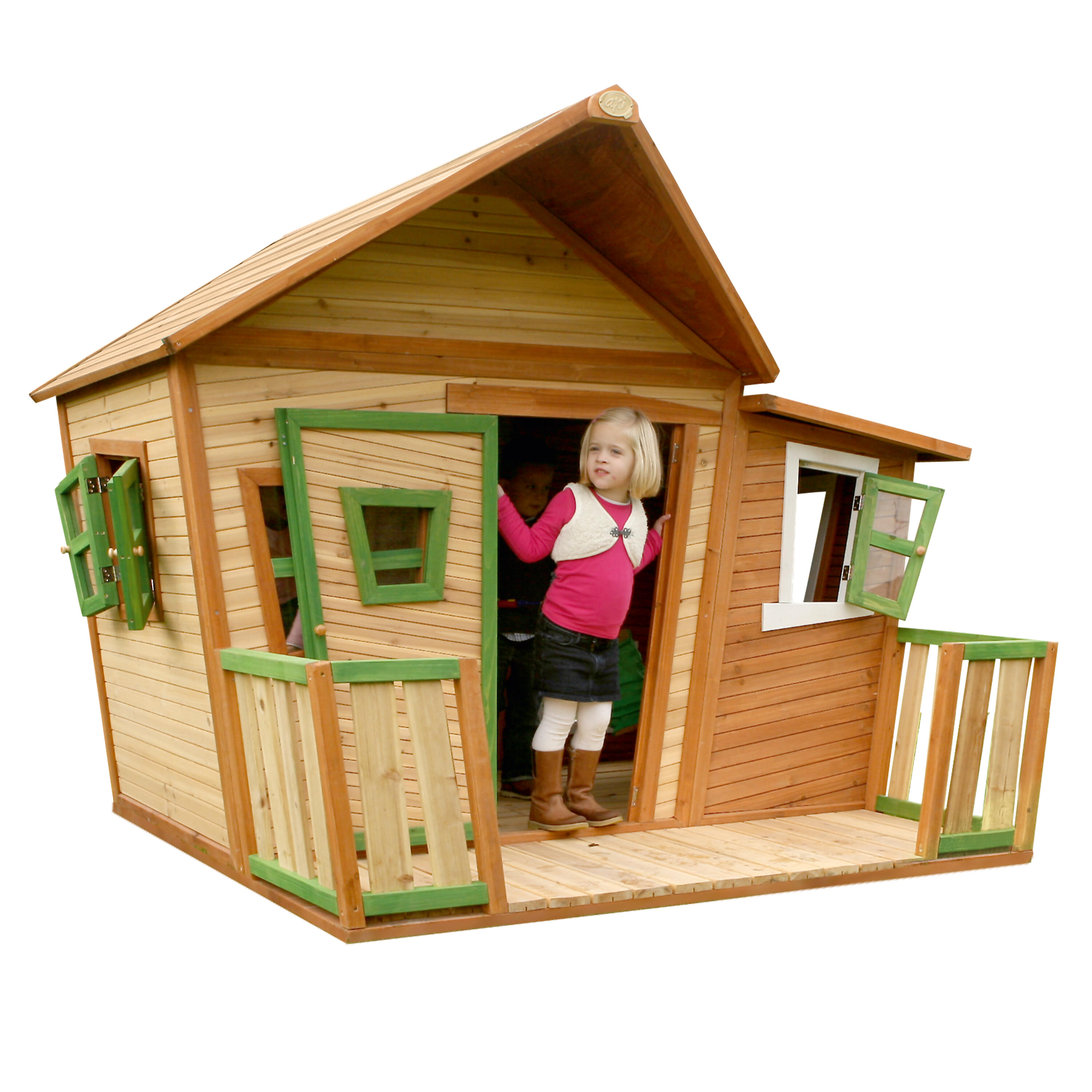 Casita de madera, Lisa, marrón/verde 2/7