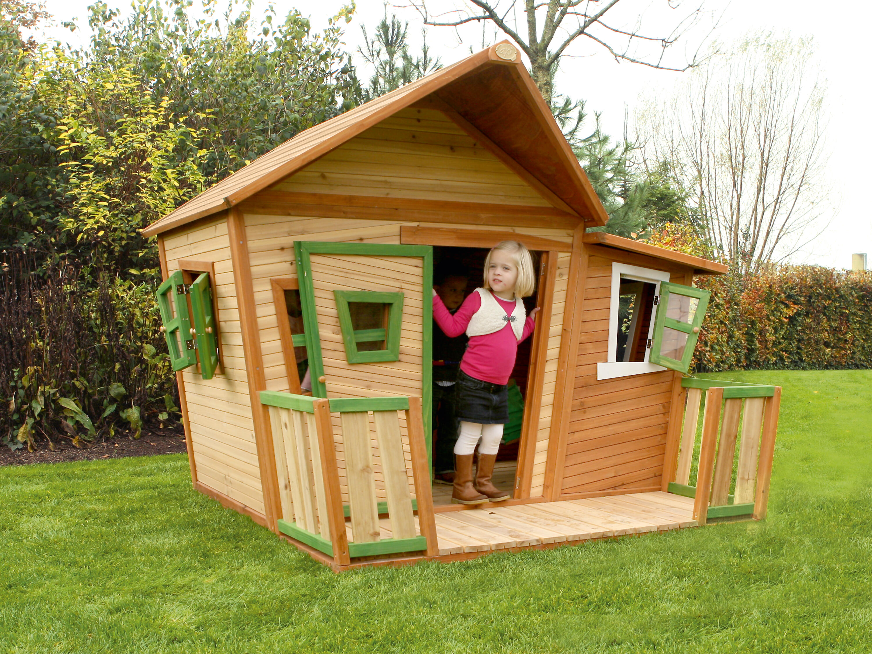 Casita de madera, Lisa, marrón/verde 7/7