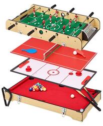 Table multi jeux 4 en 1 - Babyfoot - Billard - Ping Pong - Hockey