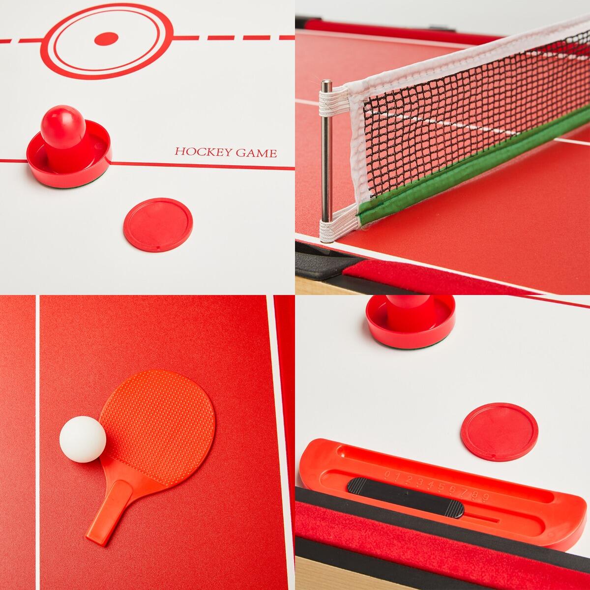 4-in-1 Multispieltisch mit Tischfußball, Billard, Tischtennis und Airhockey 5/5