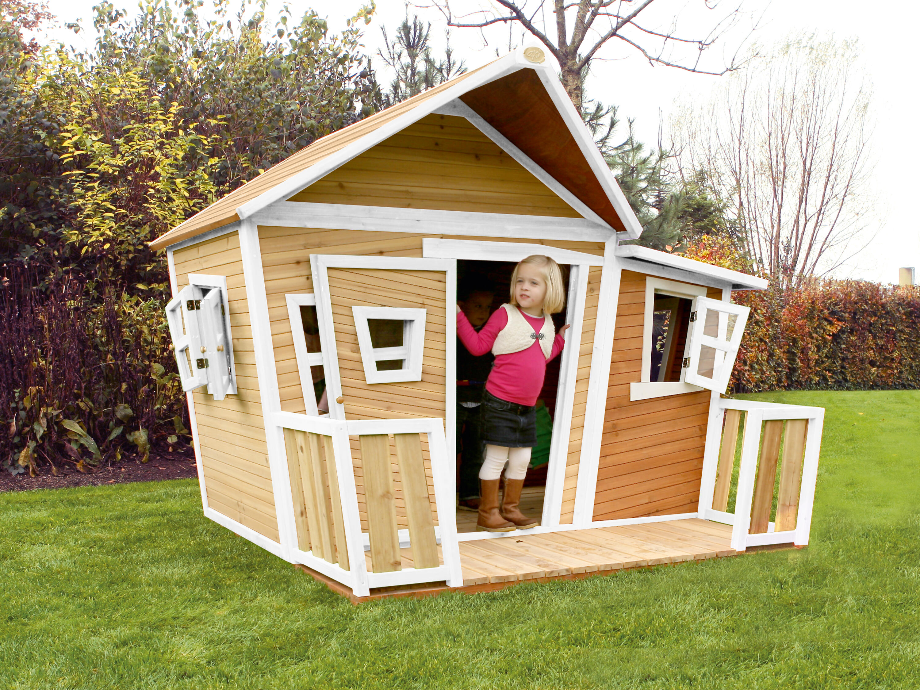 Maisonnette en bois, Lisa, Marron/Blanche 5/7