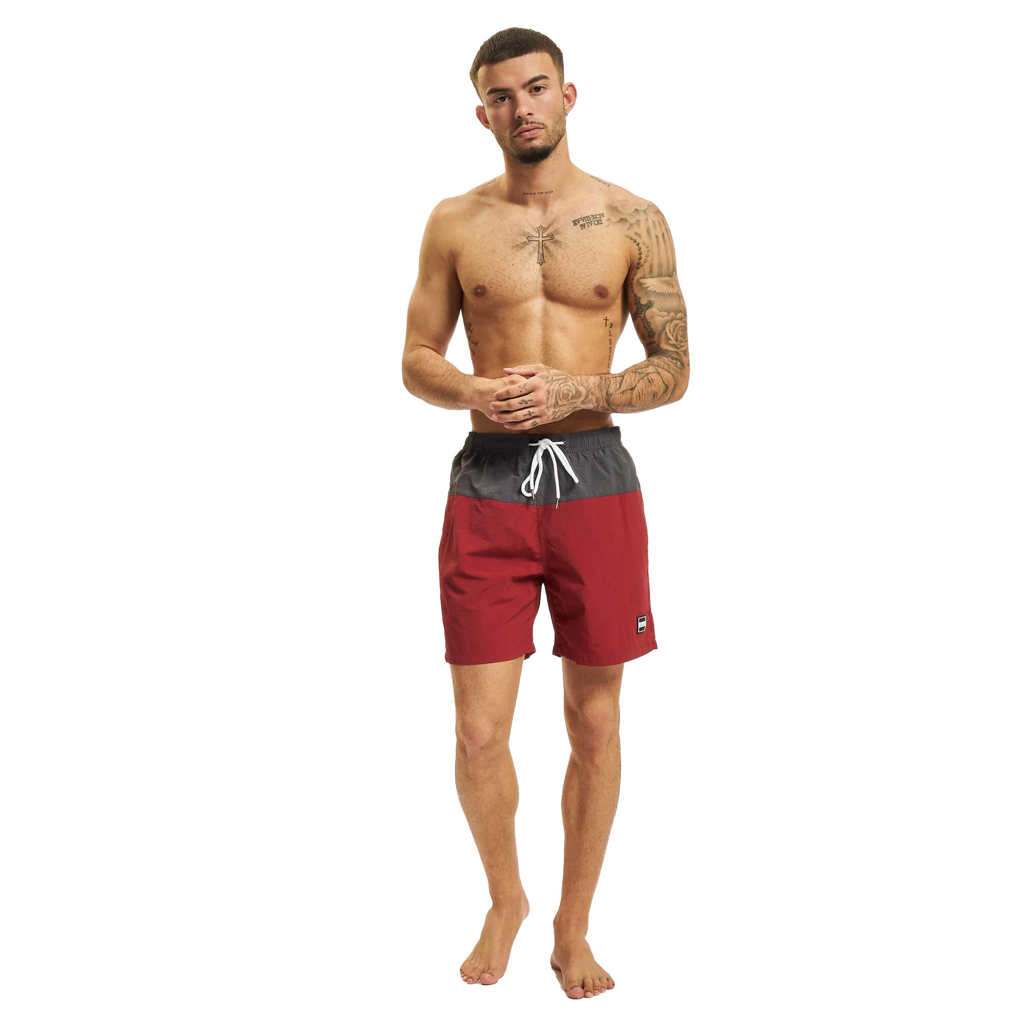Costume Da Bagno A Pantaloncino Blocco Uomo Urban Classics Rosso Mattone Dark 4/4