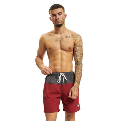 Costume Da Bagno A Pantaloncino Blocco Uomo Urban Classics Nero Rosso