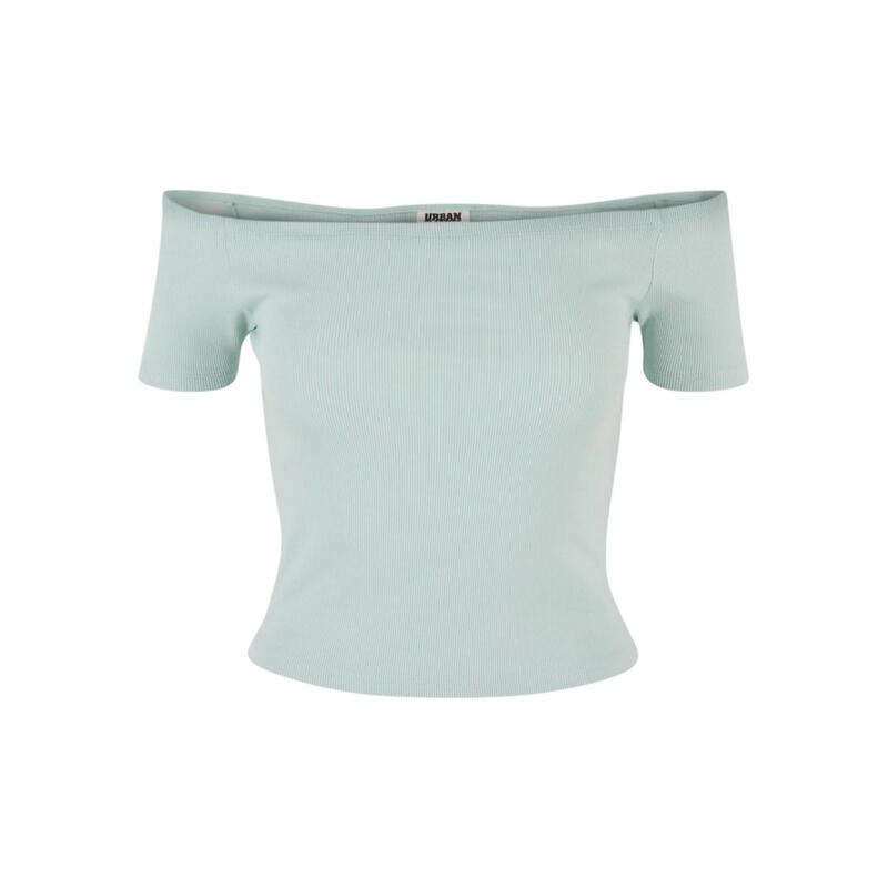 Dames Geribbelde Organic Off Shoulder Top (Pepermunt)