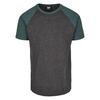 Heren Contrast Raglan Tshirt (Houtskool/Flesgroen)