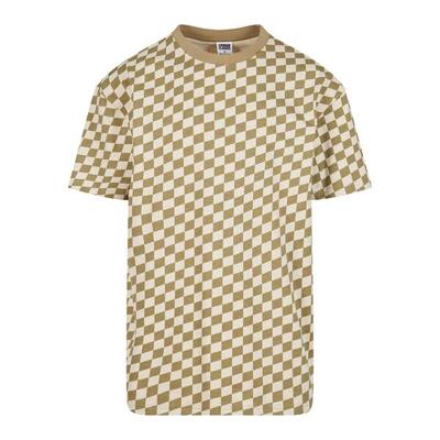Heren geruit oversized tshirt (kaki/wit)