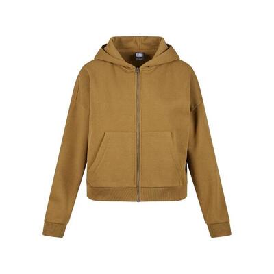 Felpa Con Cappuccio E Zip Intera Boxy Donna Urban Classics Olivo Estivo