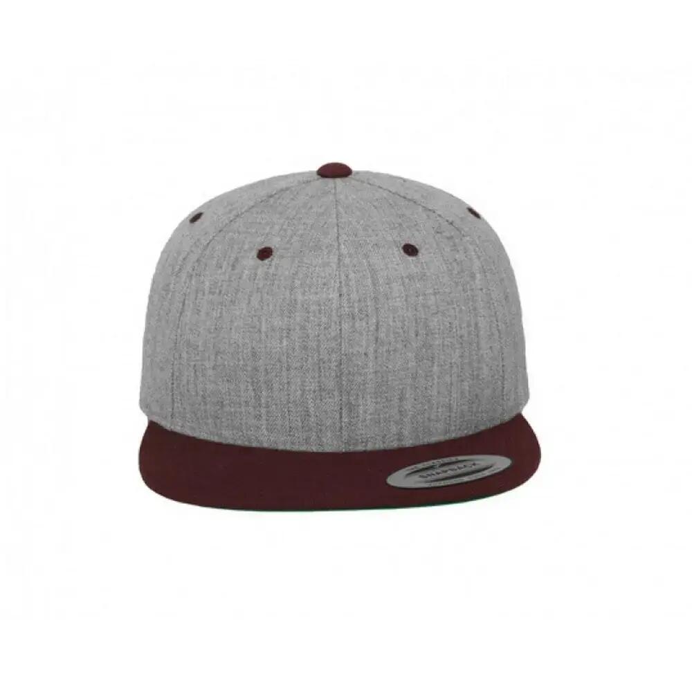 Two Tone Snapback Cap (Heather Grey/Maroon)