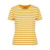 Dames Gestreept Normaal Tshirt (Wit/Magische Mango)