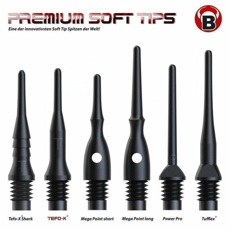 BULL'S Tefo-X Soft Tips 6mm(2BA) 100/schw. 2/2