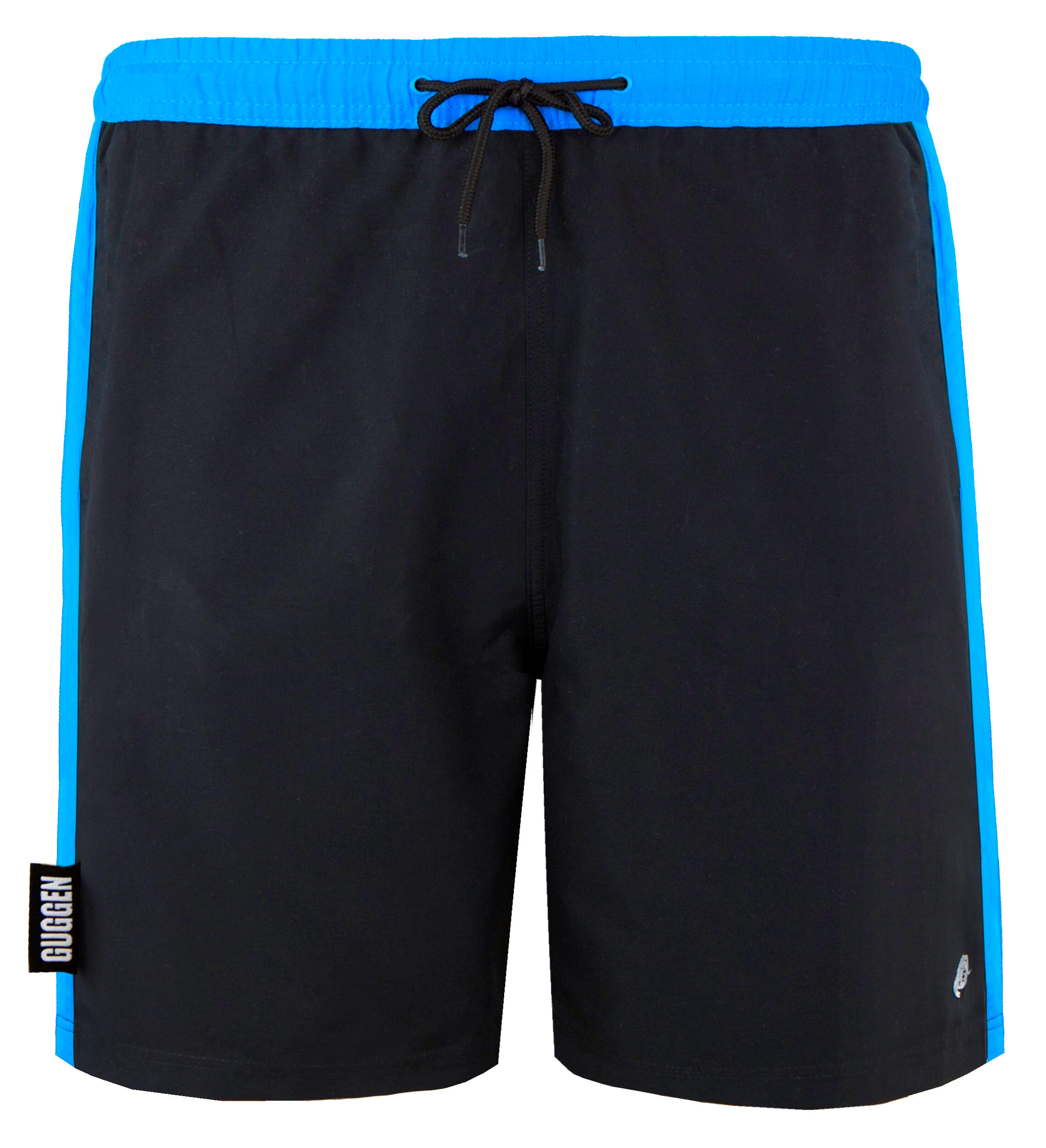 GUGGEN MOUNTAIN Boardshort Short Maillot de bain homme noir à rayures bleues 6/7