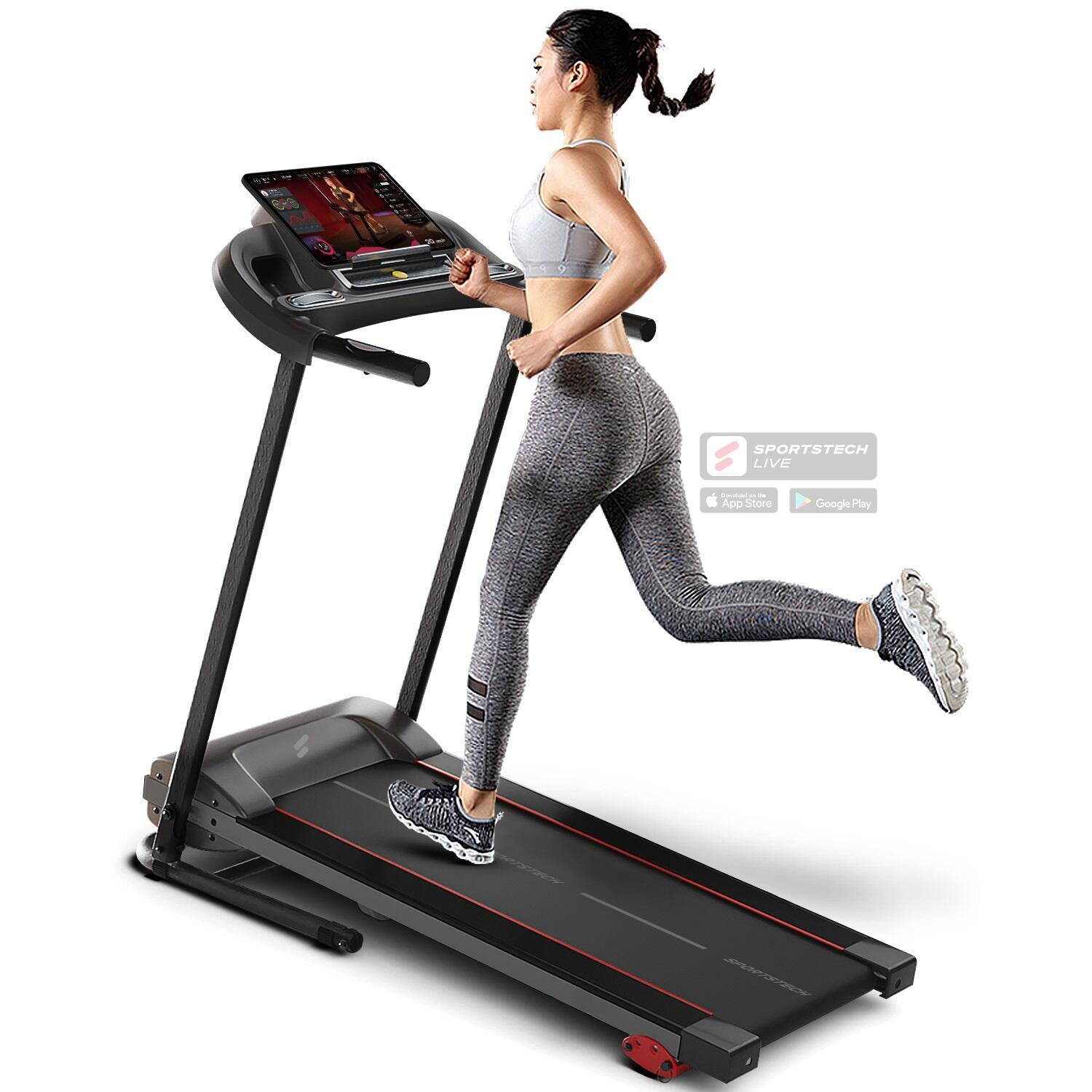 SPORTSTECH Sportstech Laufband F10 | Leise 2.5 PS-DC Motor | 10km/h | Selbstschmiersystem