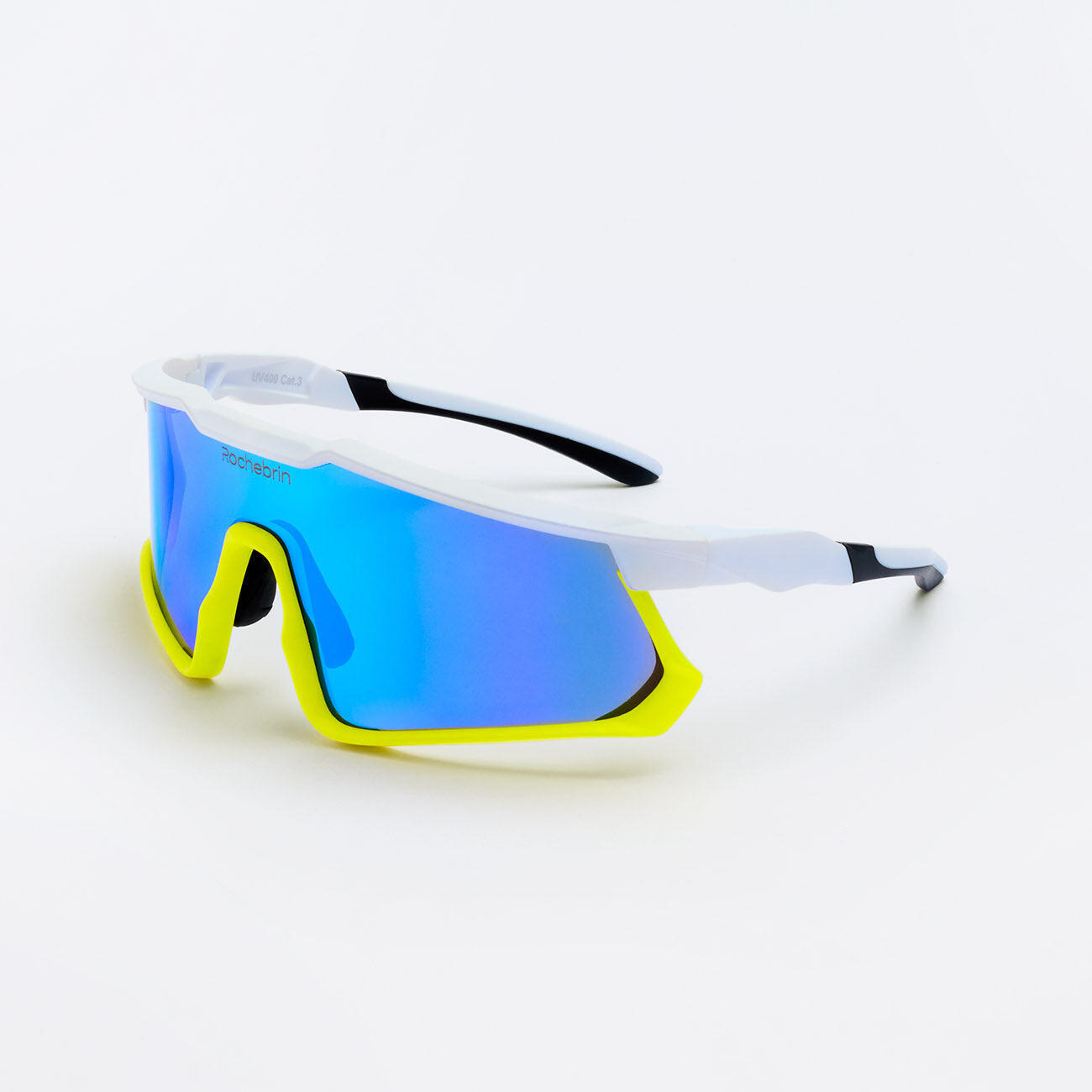 Rochebrin - Lunette De Soleil Anti-dérapante Running Et Cyclisme Catégorie3 - Homme Et Femme - Lunettes De Soleil - Blanc|bleu|jaune - No Size - Decathlon