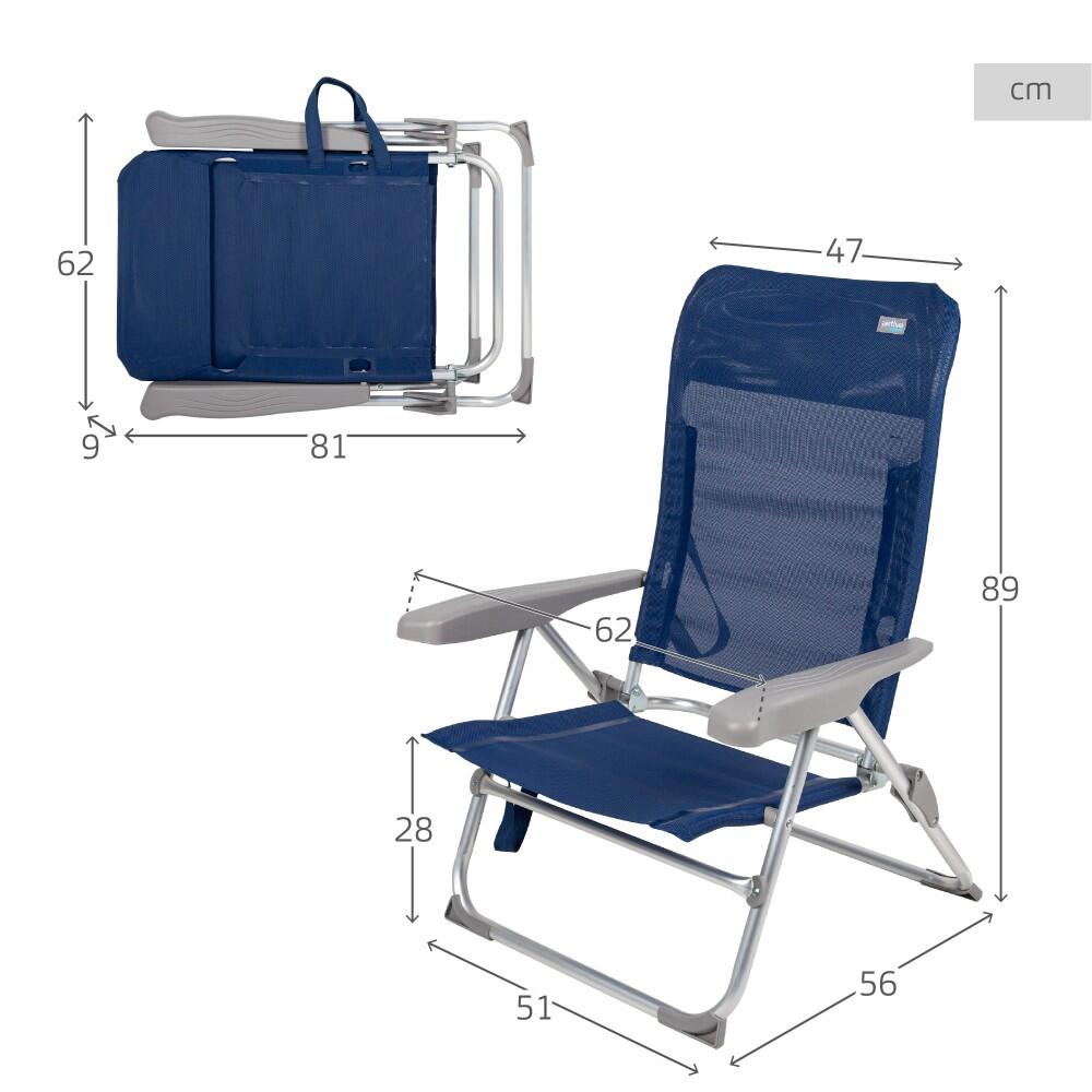 Cadeira de praia dobrável multiposições baixa blue Slim Aktive 4/7
