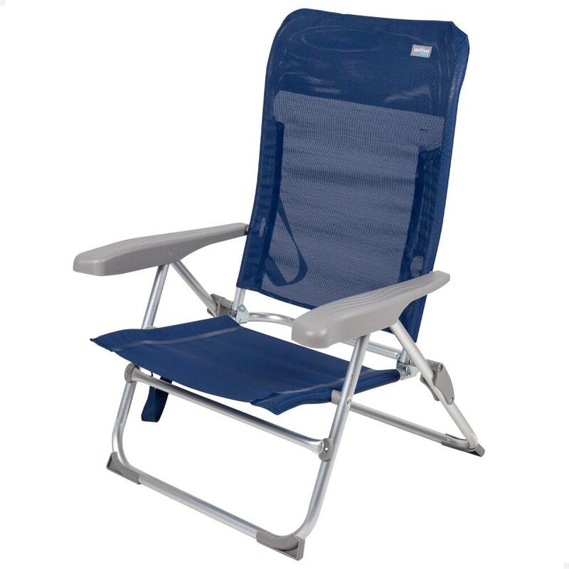 Silla de playa baja multiposición plegado Slim azul Aktive