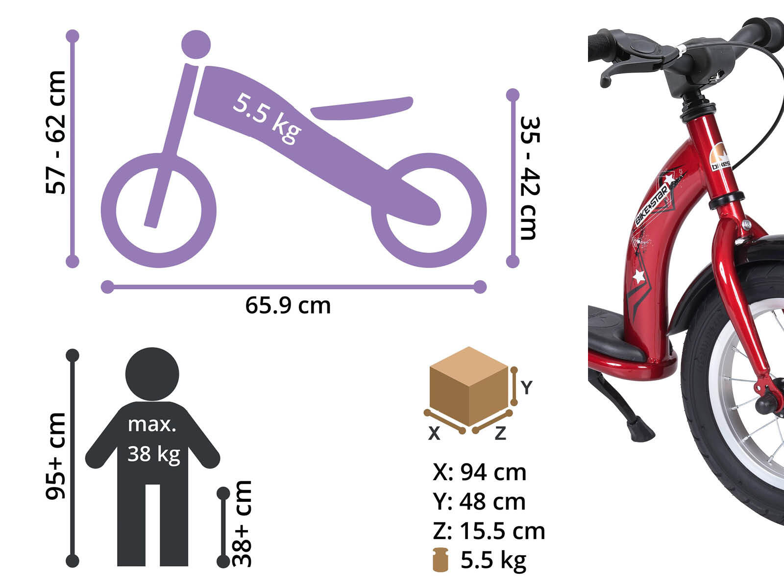 Loopfiets 12 inch 3 jaar classic 3/4