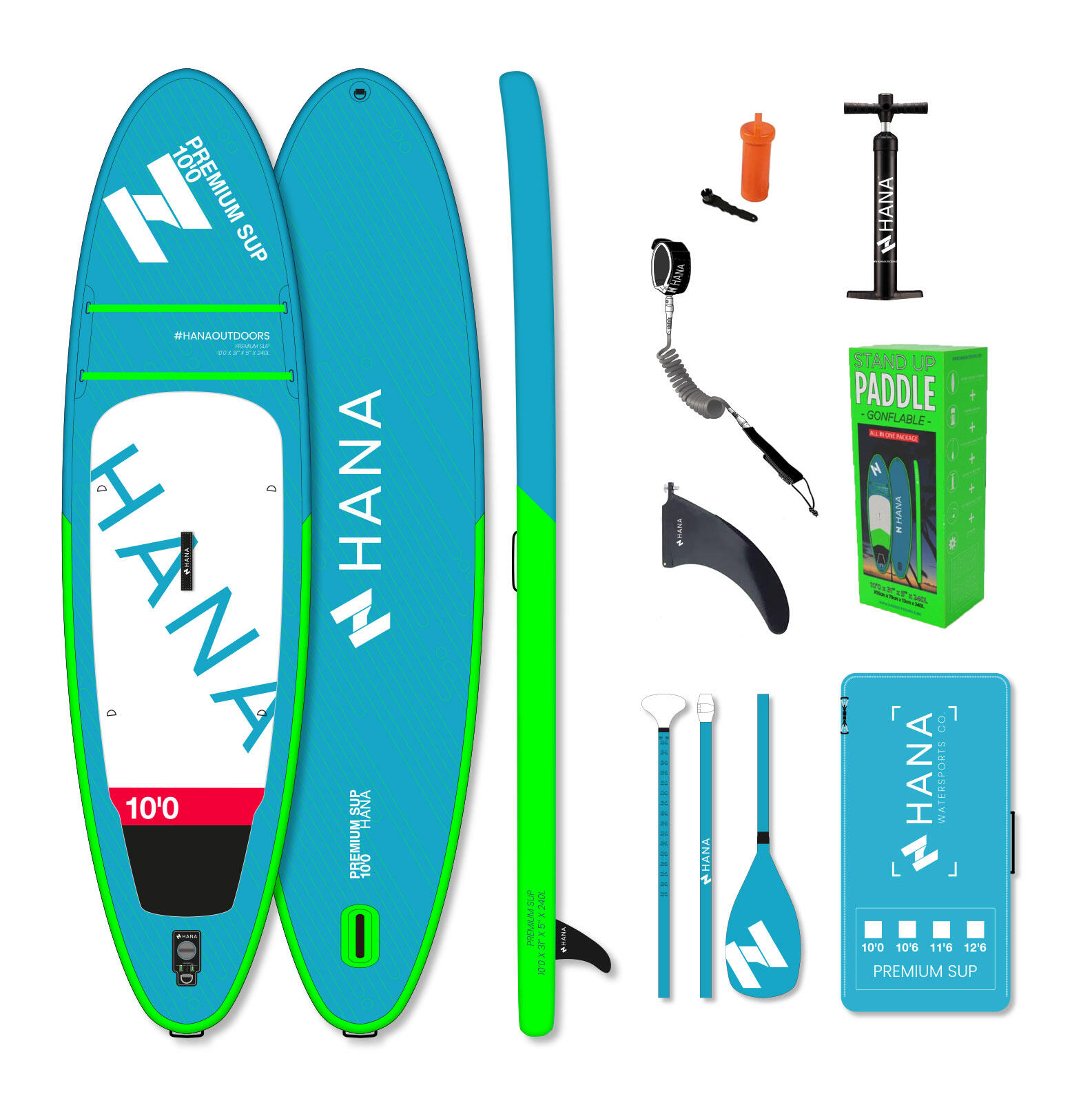 HANA OUTDOORS Paquete completo paddle surf inflable 10' premium