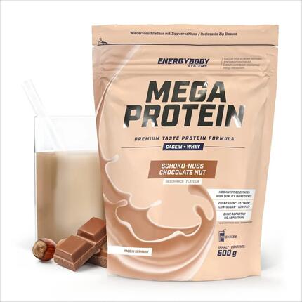 Mega Protein Karamell, Eiweißshake Proteinpulver mit Whey & Casein, 500 g