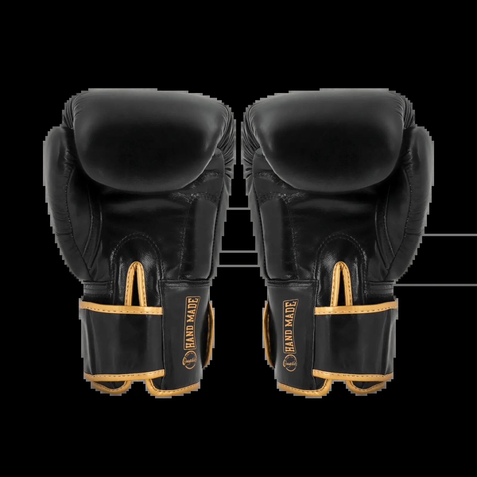 Gants de boxe en cuir GLADTS Gladiator Star Power - Noir/Or 5/7