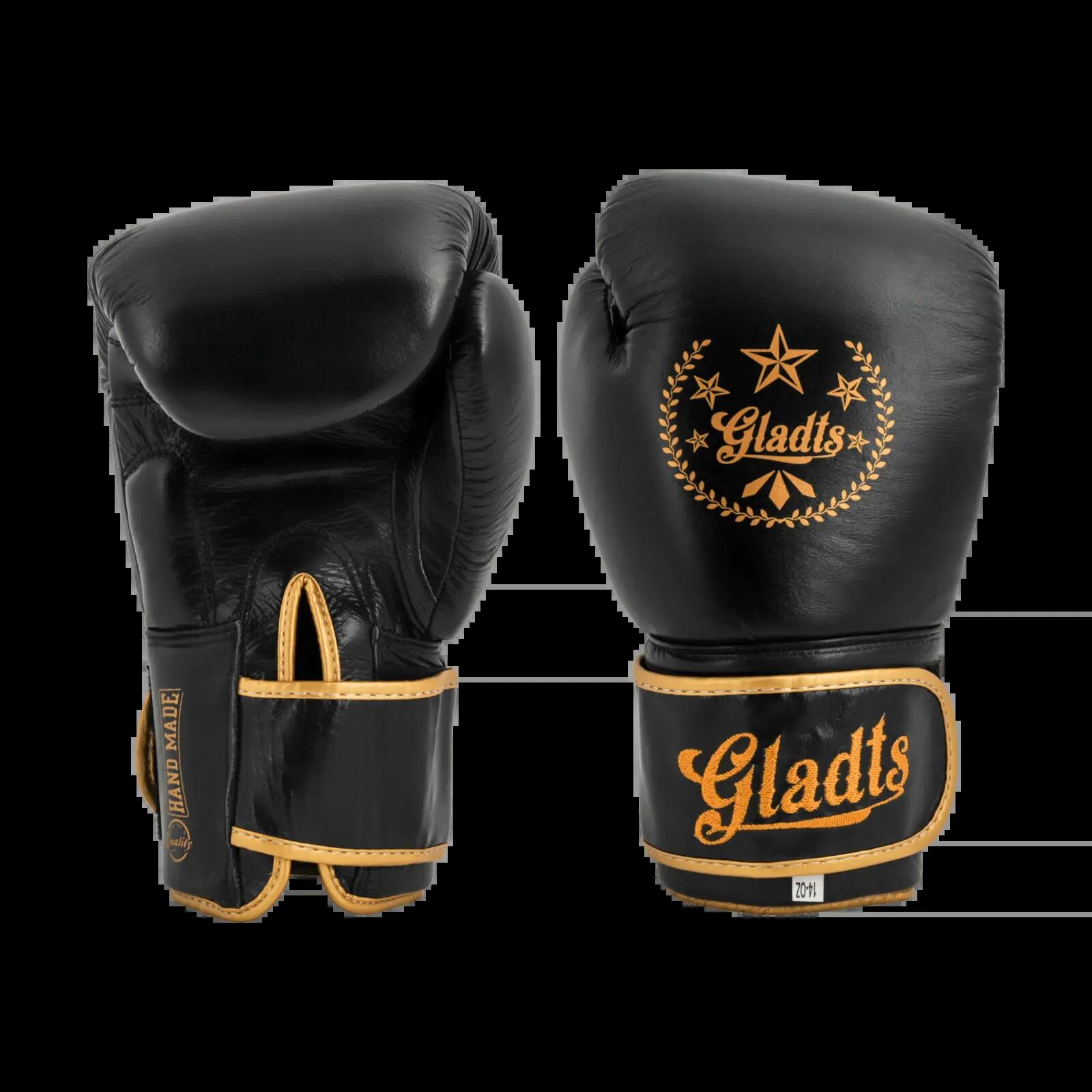 Gants de boxe en cuir GLADTS Gladiator Star Power - Noir/Or 3/7