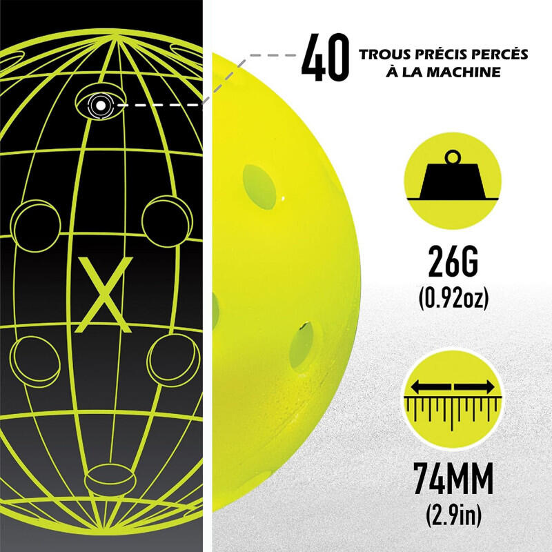 Franklin sports - balles pickleball outdoor x-40 - 74mm - pack de 3