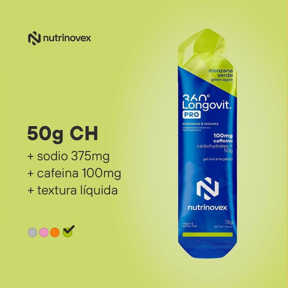 Gel Longovit 360 PRO manzana con cafeína Nutrinovex 2/3