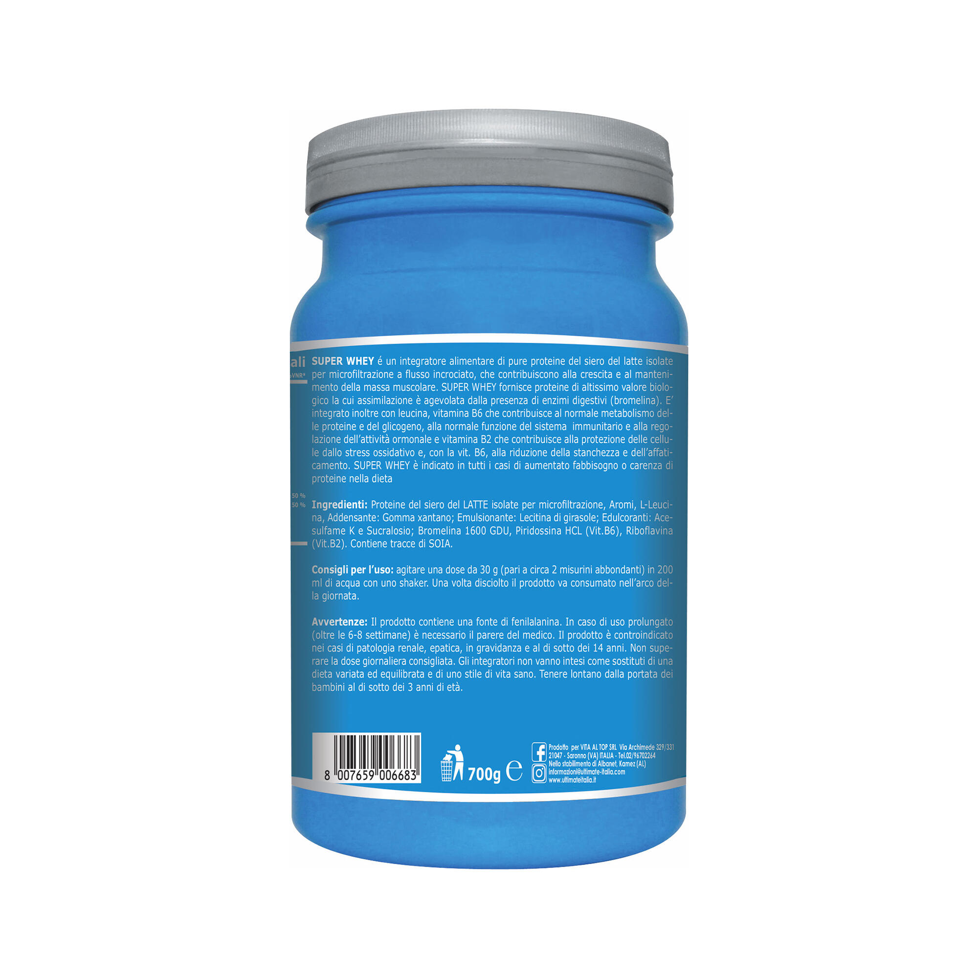 Integratore alimentare - SUPER WHEY CIOCCOLATO BIANCO - 700g 2/7