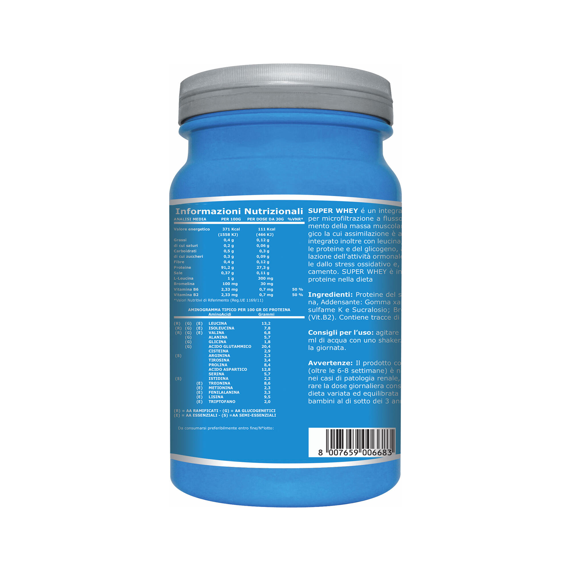 Integratore alimentare - SUPER WHEY CIOCCOLATO BIANCO - 700g 3/7