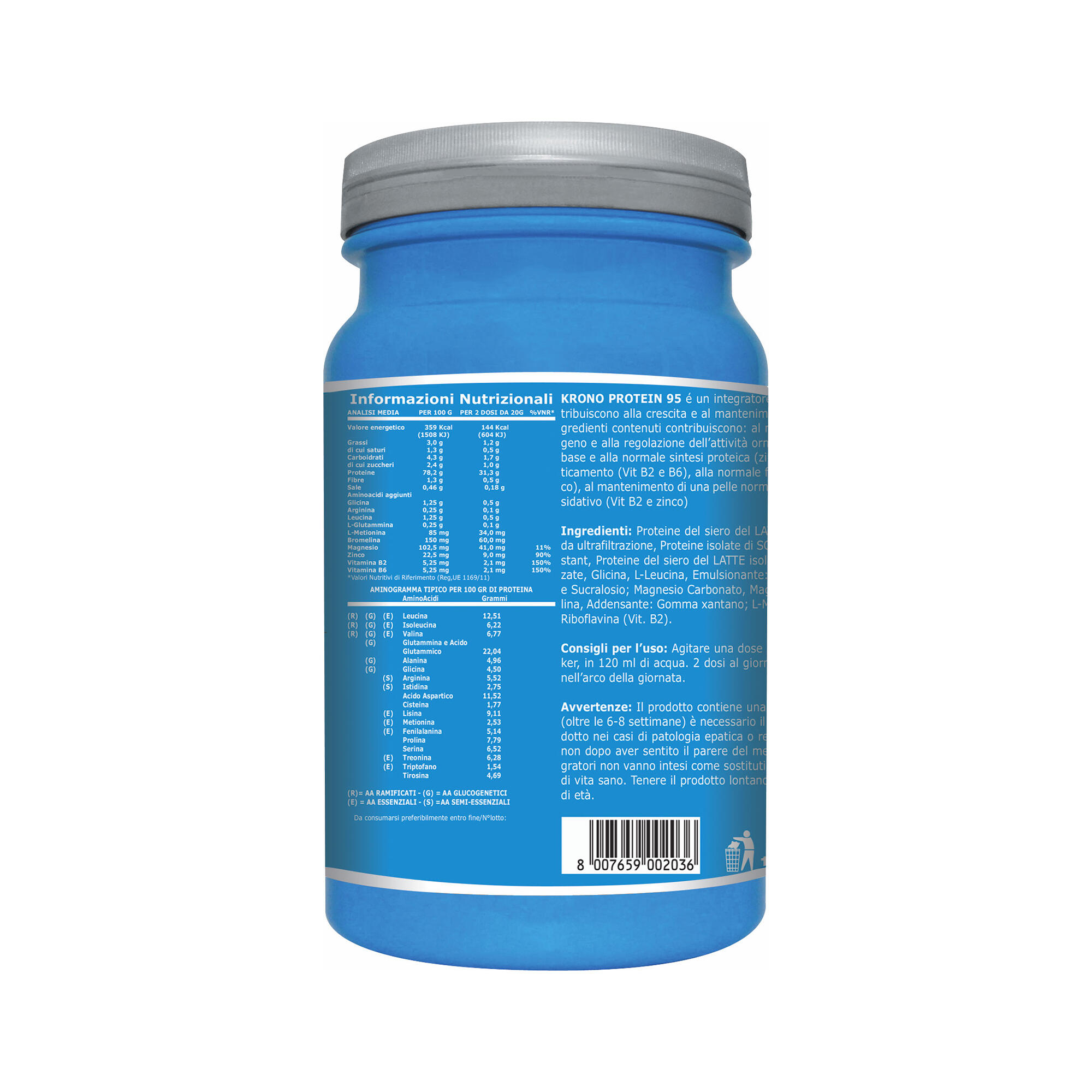 Integratore alimentare - KRONO PROTEIN CIOCCOLATO NOCCIOLA - 1 Kg 3/6
