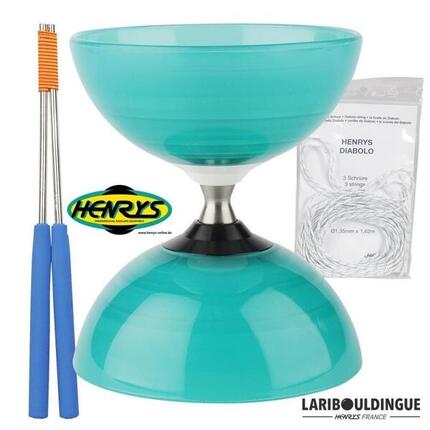 Diabolo Beach à roulement - Turquoise + Bag. Alu Bleu + 5m ficelle