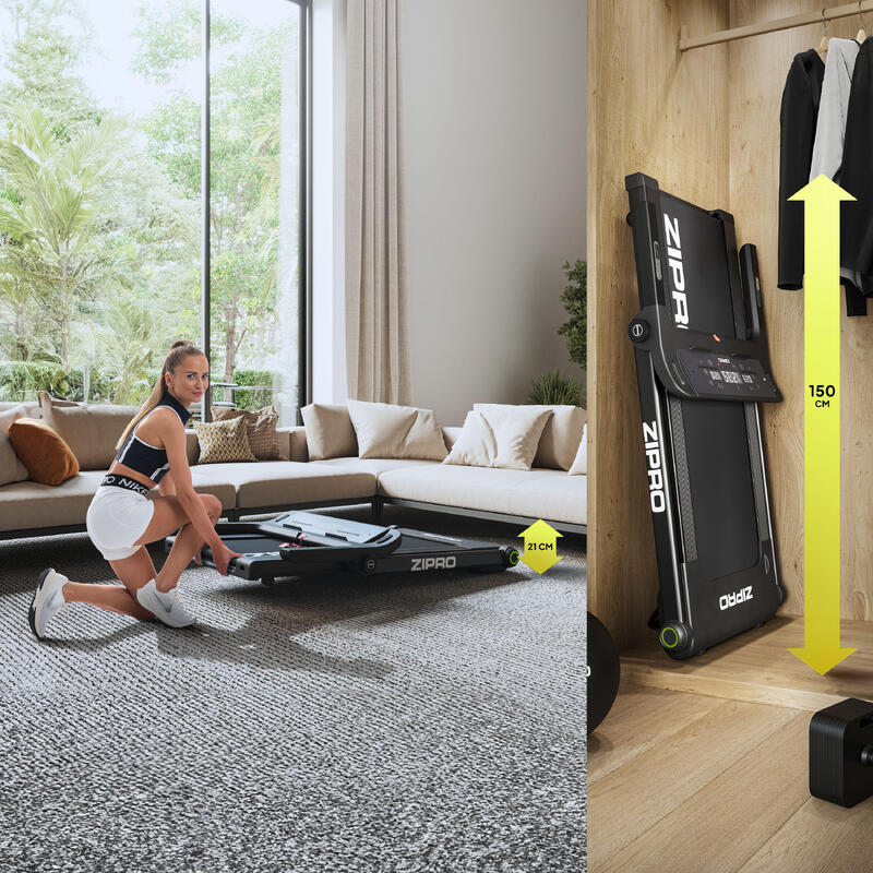 Loopband Zipro Pacto 125 x 45 cm, 16 km/u FitShow Kinomap connected opvouwbare