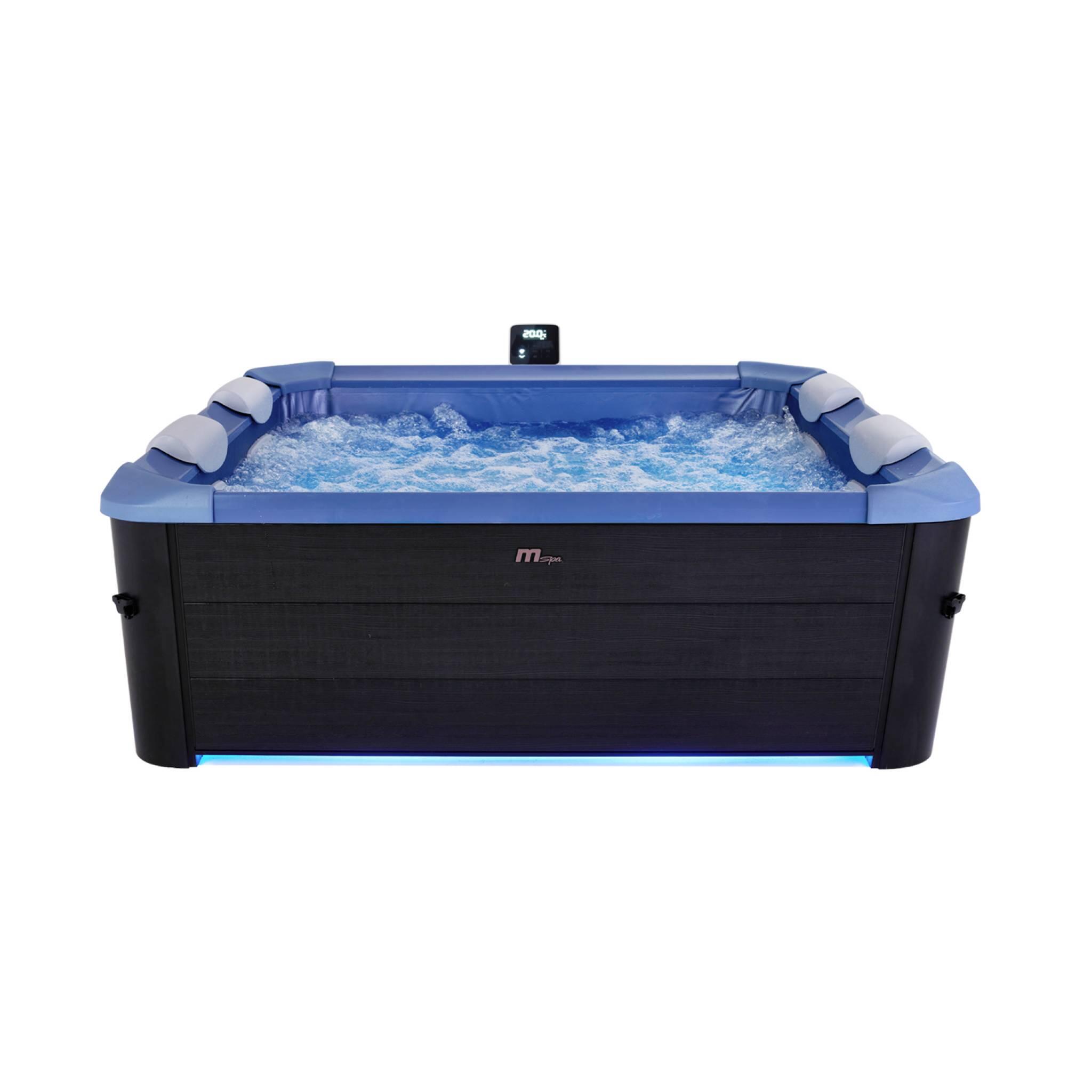 Sweeek - Spa Rigide 6 Places Hydromassages, 4 Coussins, Gris Et Bleu Sapphire | Sweeek - Spa - Bleu - No Size - Decathlon