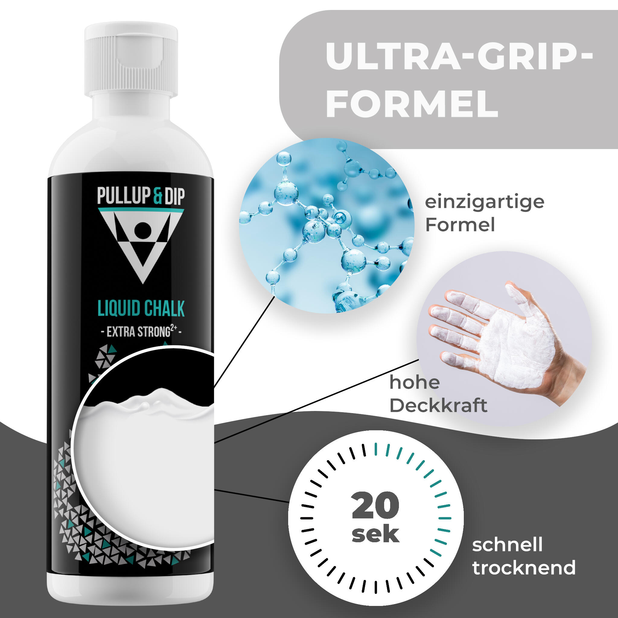 Liquid Chalk für perfekten Grip, schnell trocknend & abwaschbar (1x / 2x 200ml) 5/8