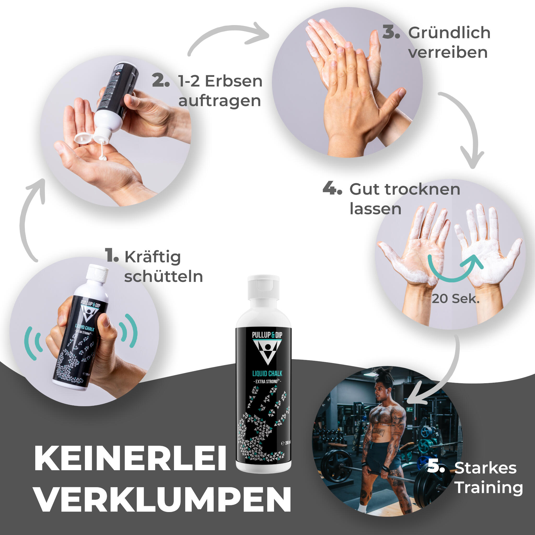 Liquid Chalk für perfekten Grip, schnell trocknend & abwaschbar (1x / 2x 200ml) 3/8