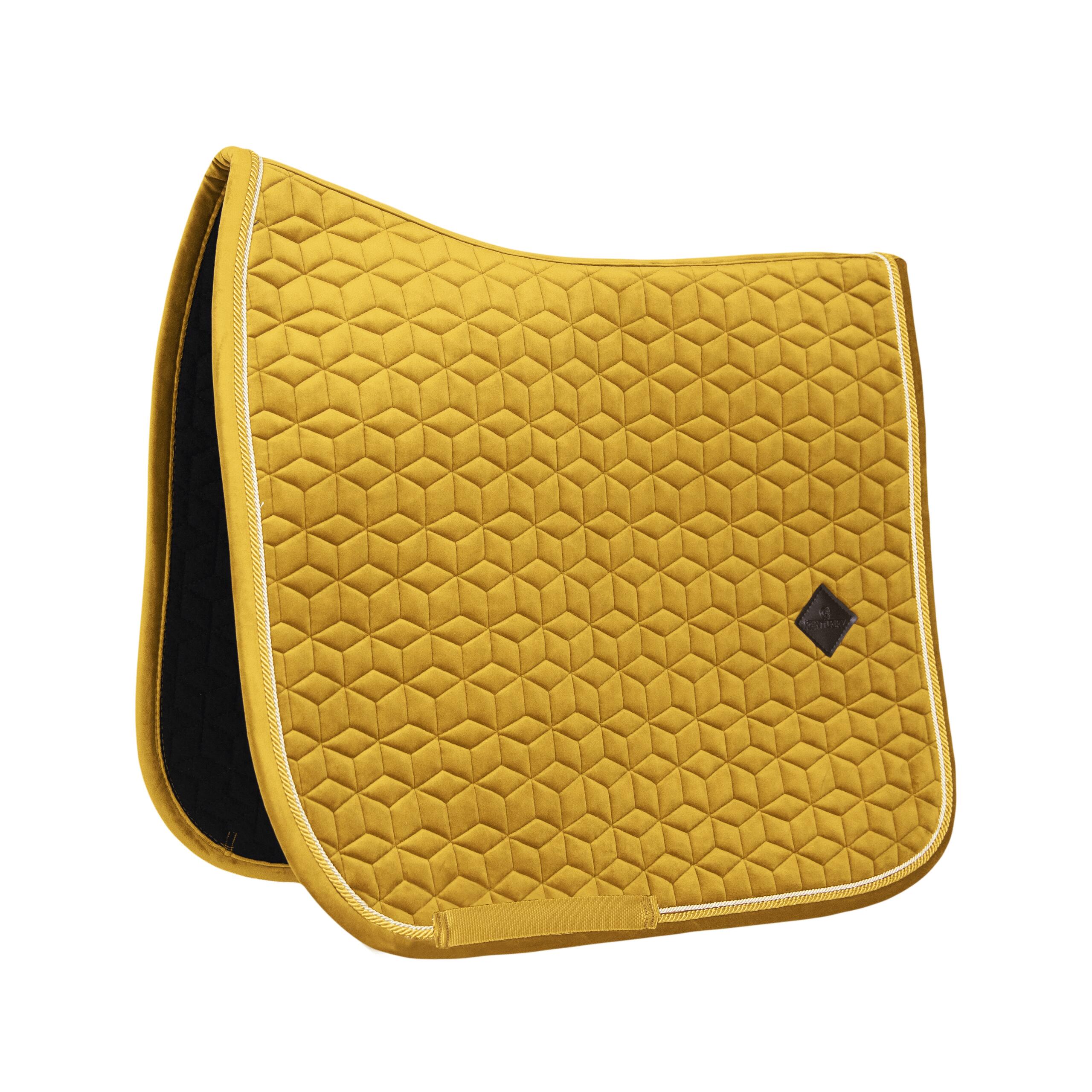 Tapis de selle dressage velours moutarde cob 2/2