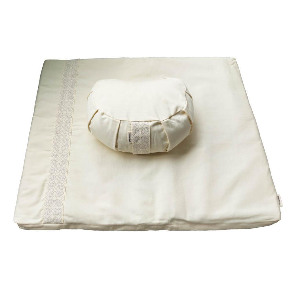 Samarali - Set De Méditation Avec Coussin Croissant Ivoire - Zafu - Beige|blanc - Taille Unique - Decathlon