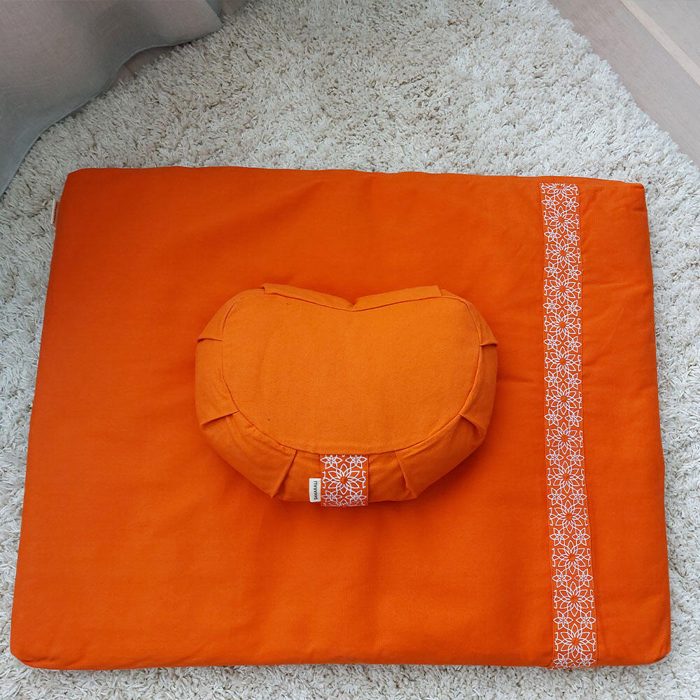 Conjunto de Meditação Samarali com Almofada Crescente Laranja 4/7