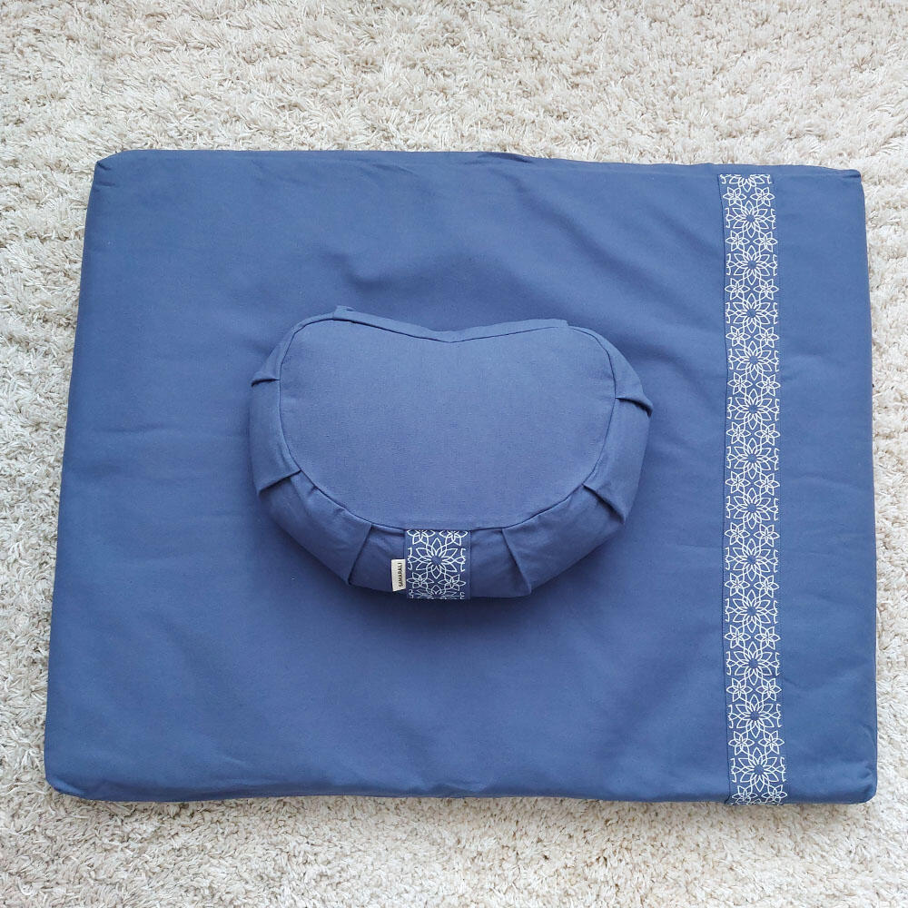 Conjunto de Meditação Samarali com Almofada Crescente Azul-Denim 4/7