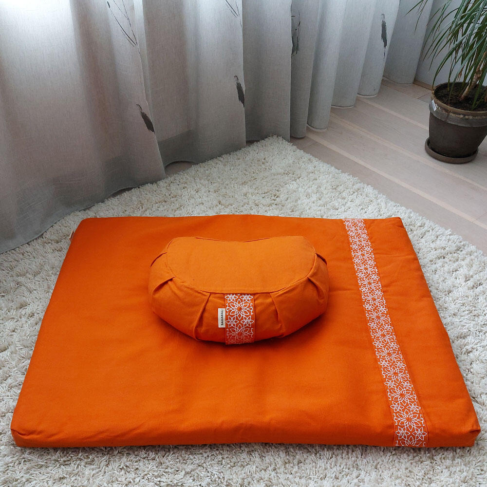Conjunto de Meditação Samarali com Almofada Crescente Laranja 3/7
