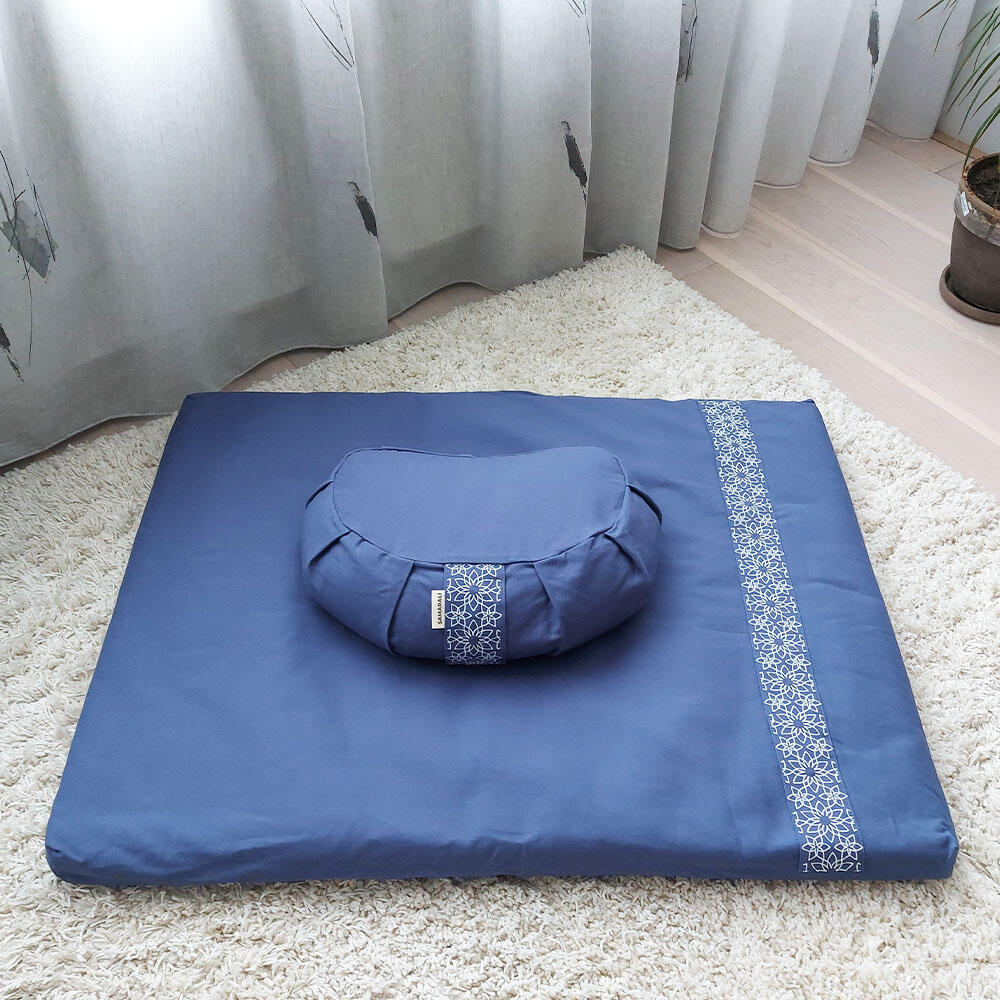 Conjunto de Meditação Samarali com Almofada Crescente Azul-Denim 3/7