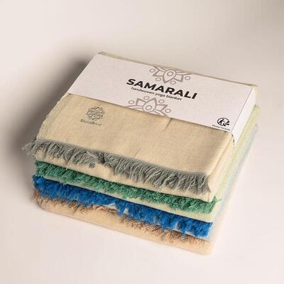 Coperta da yoga in cotone fatta a mano - Blu navy