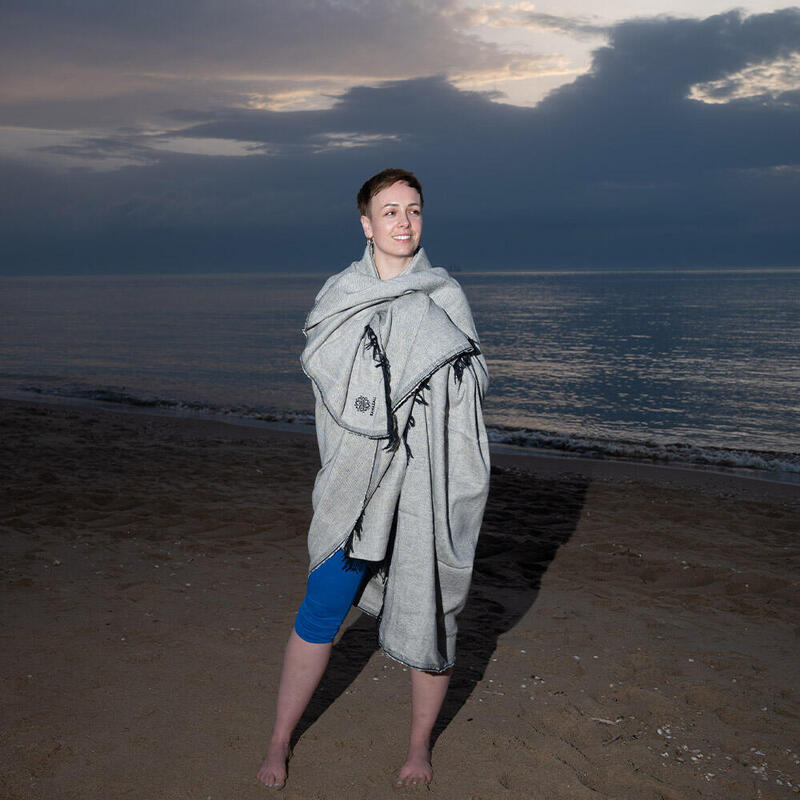 Couverture de yoga en coton faite à la main - Noir