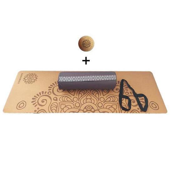 Set Yin Yoga Lune - Tapis liège 183x61 cm, traversin coton bio