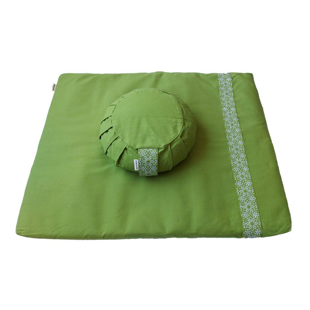 SAMARALI Set de meditación Samarali con Cojín Zafu Verde